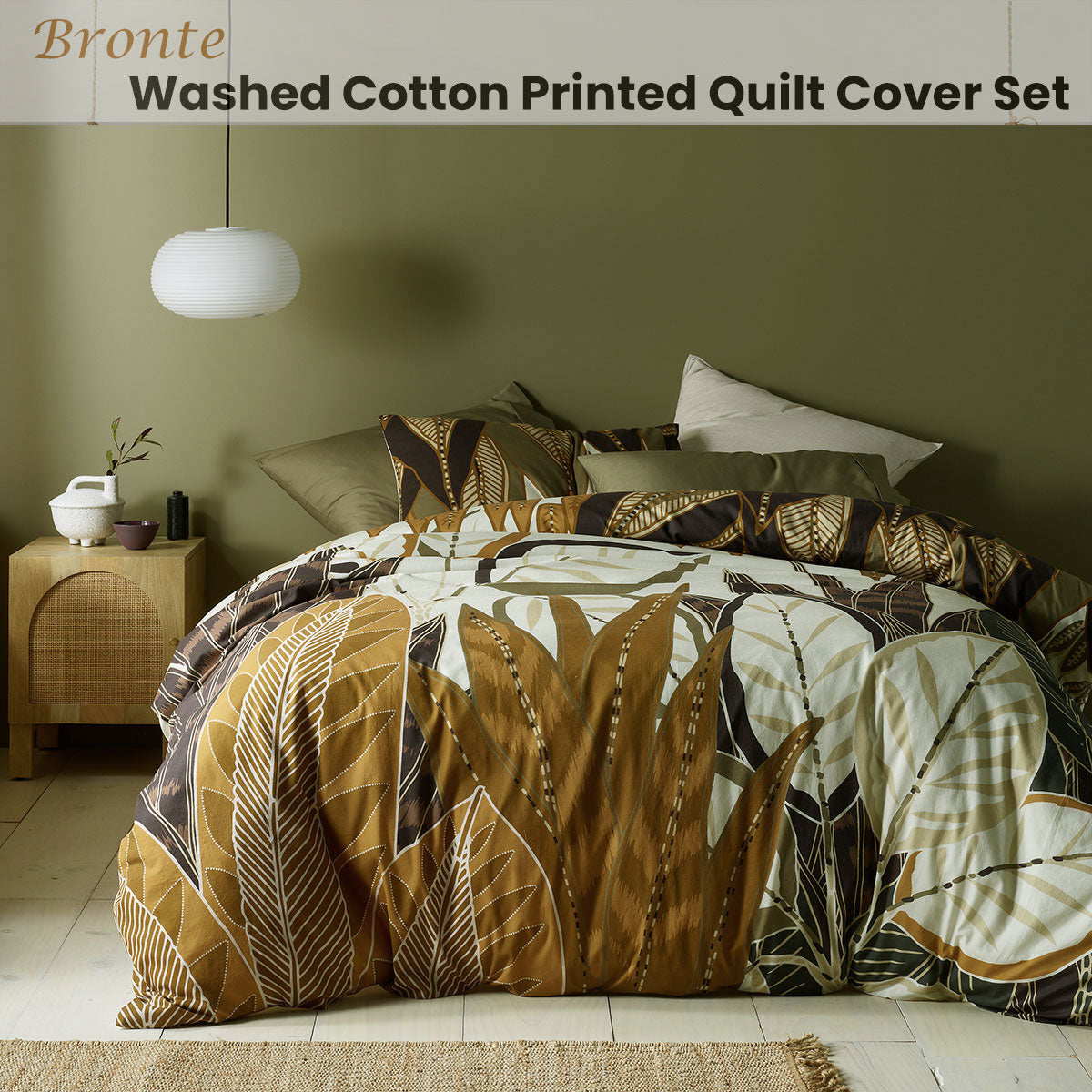 Bronte Washed Cotton Printed Quilt Cover Set Queen