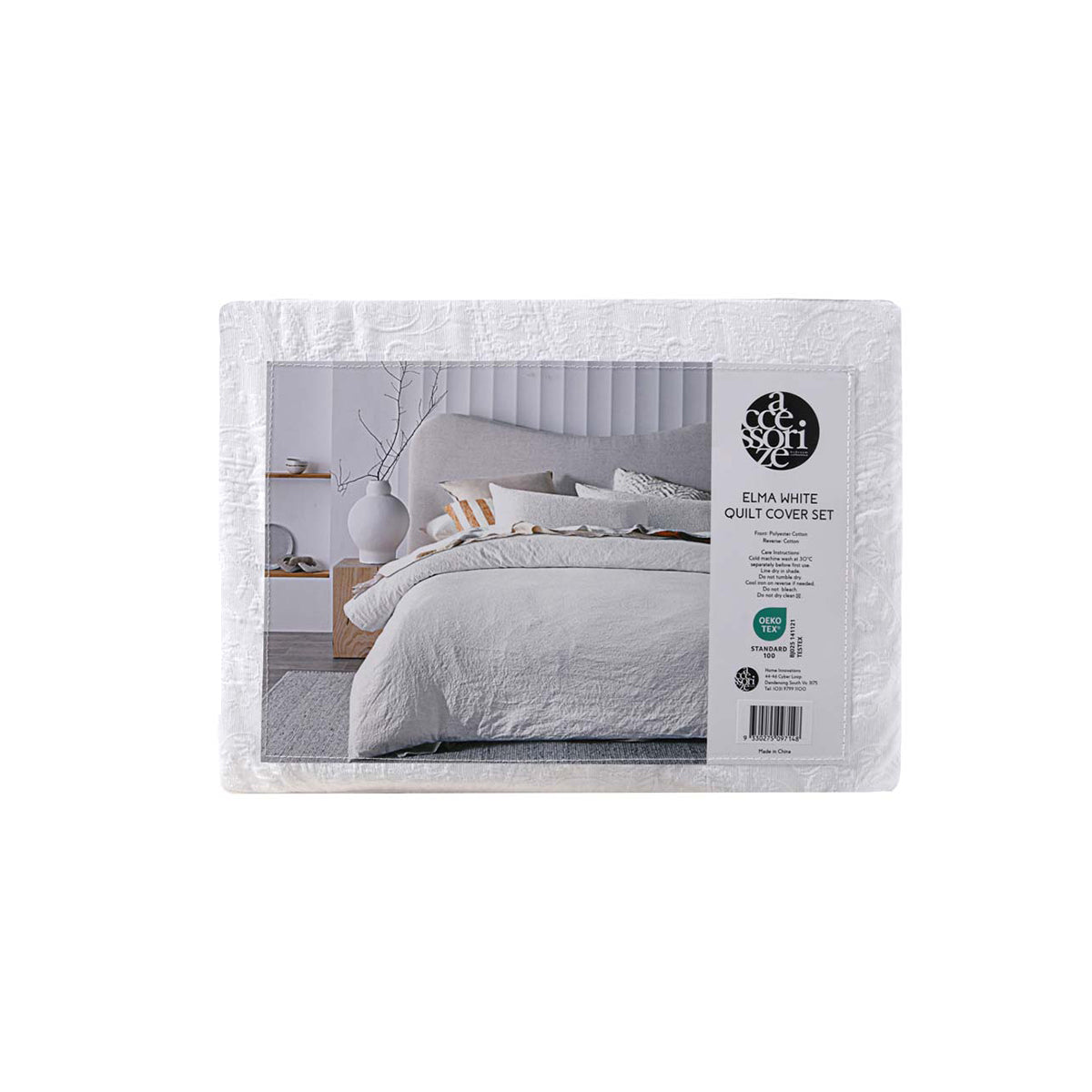 Elma White Jacquard Quilt Cover Set Super King