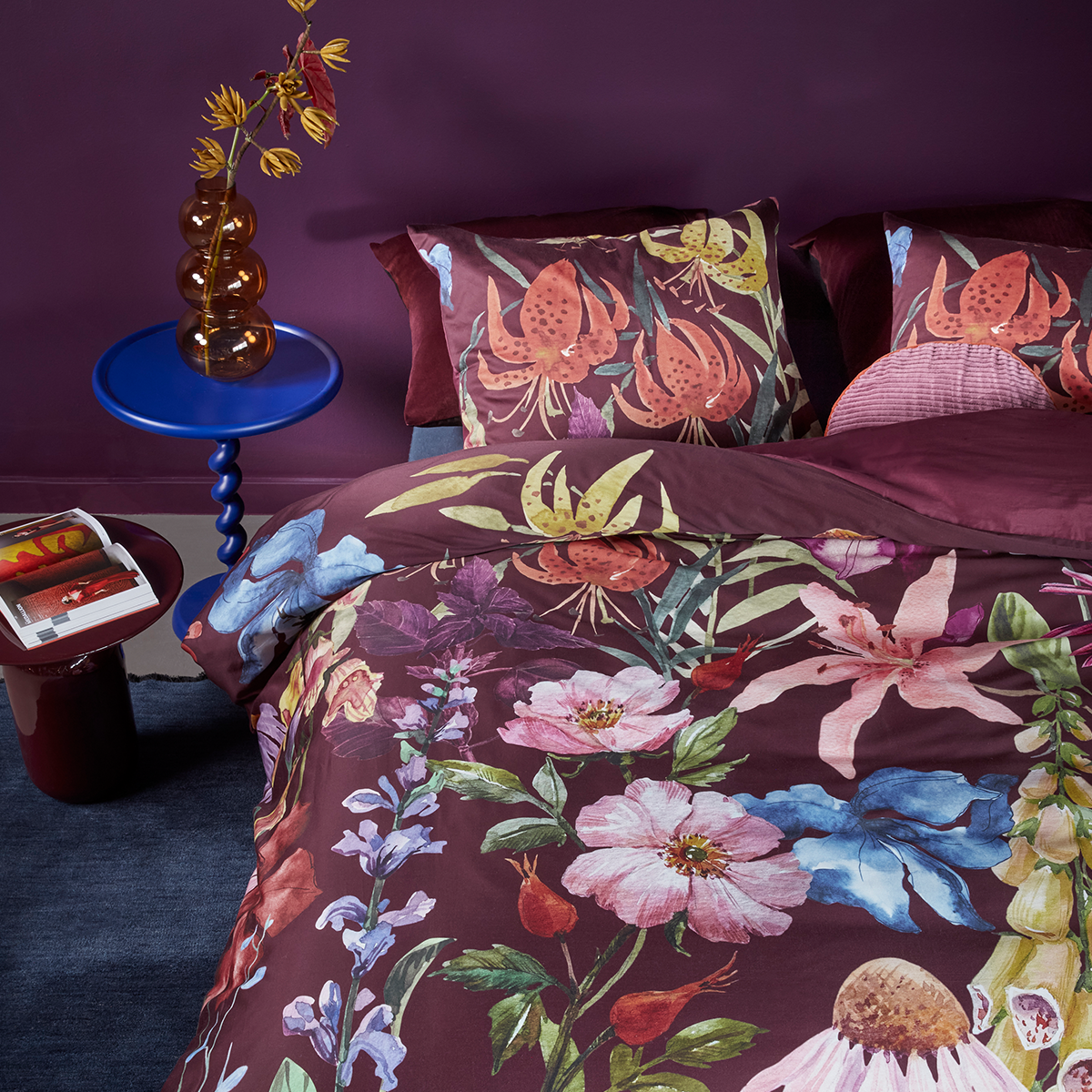 Bedding House Lily Multi Cotton Floral Quilt Cover Set Queen