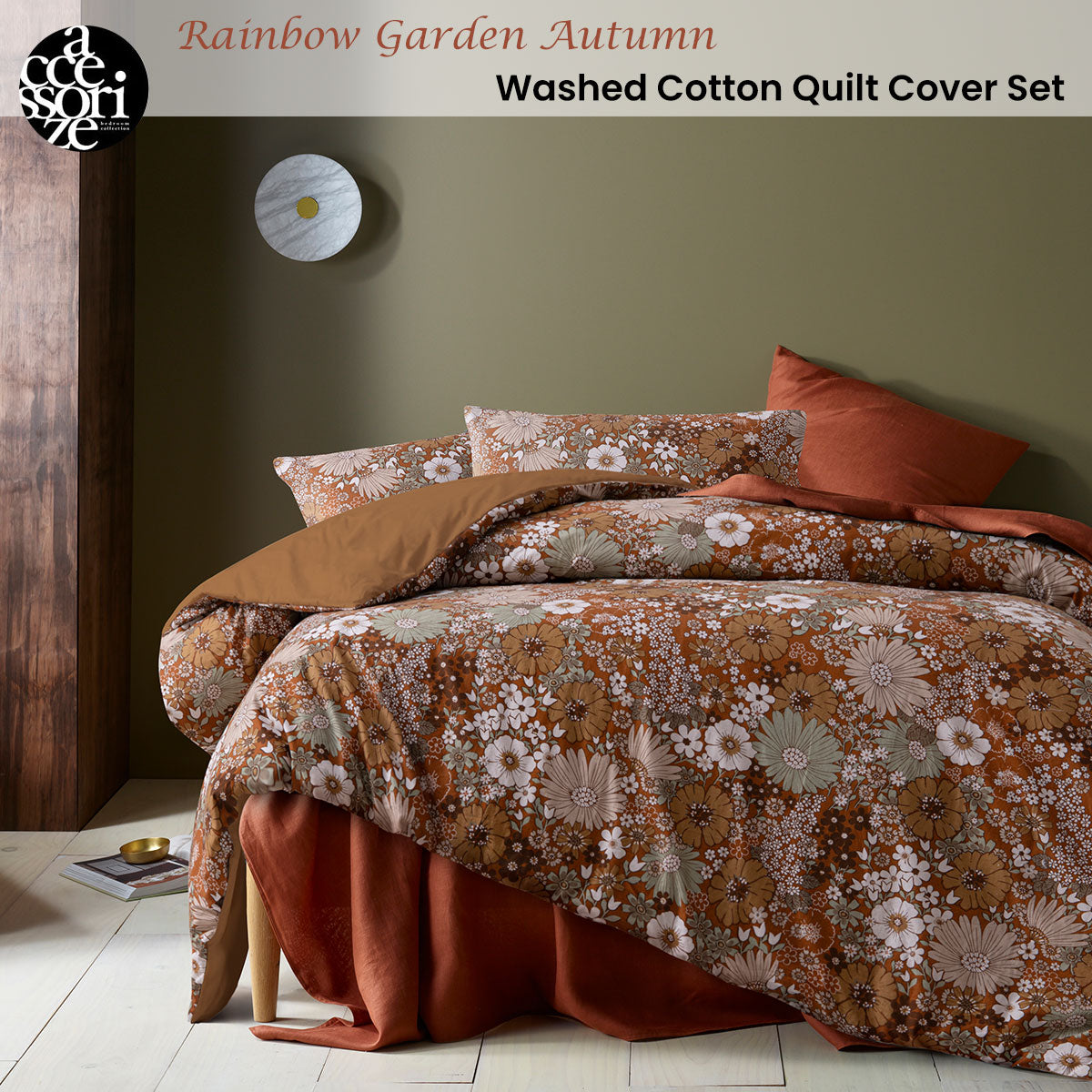 Rainbow Garden Autumn Washed Cotton Quilt Cover Set Single