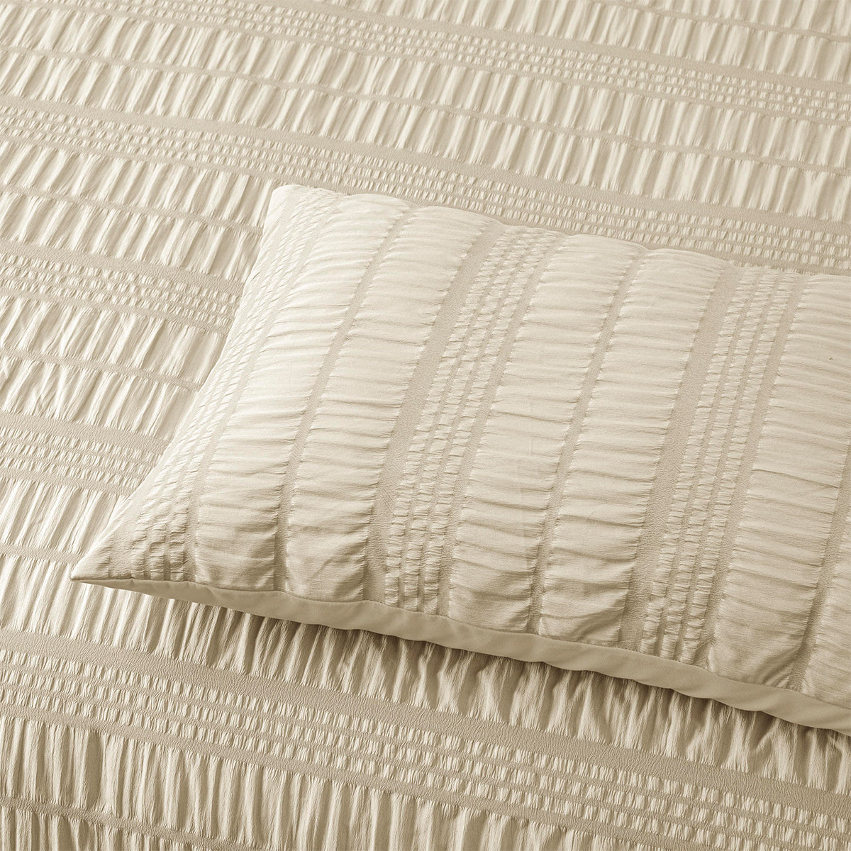 Seersucker Natural Polyester Quilt Cover Set King
