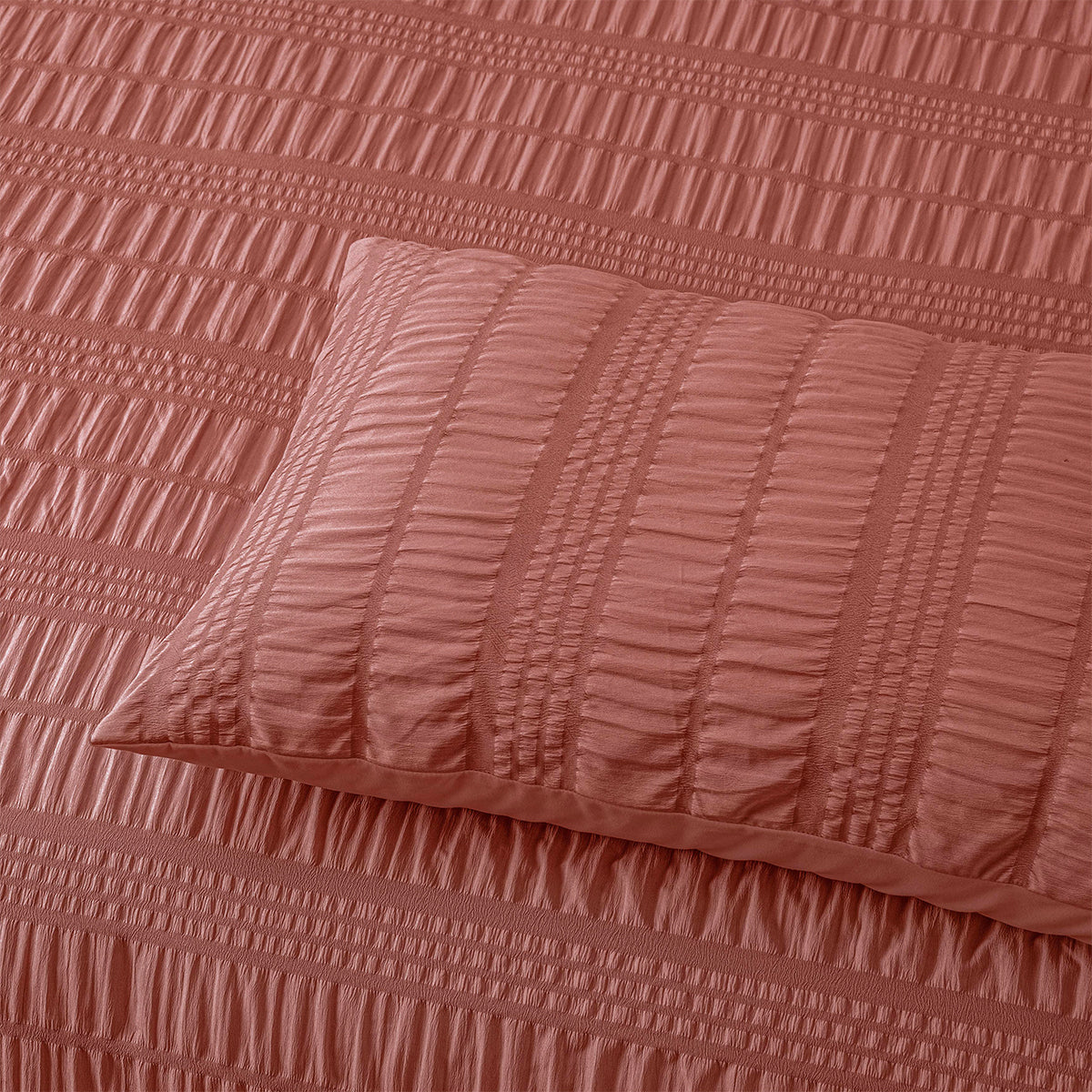 Seersucker Tobacco Polyester Quilt Cover Set King