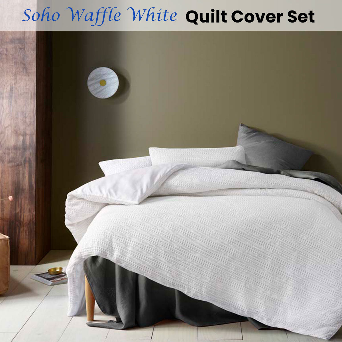 Soho Waffle White Quilt Cover Set King