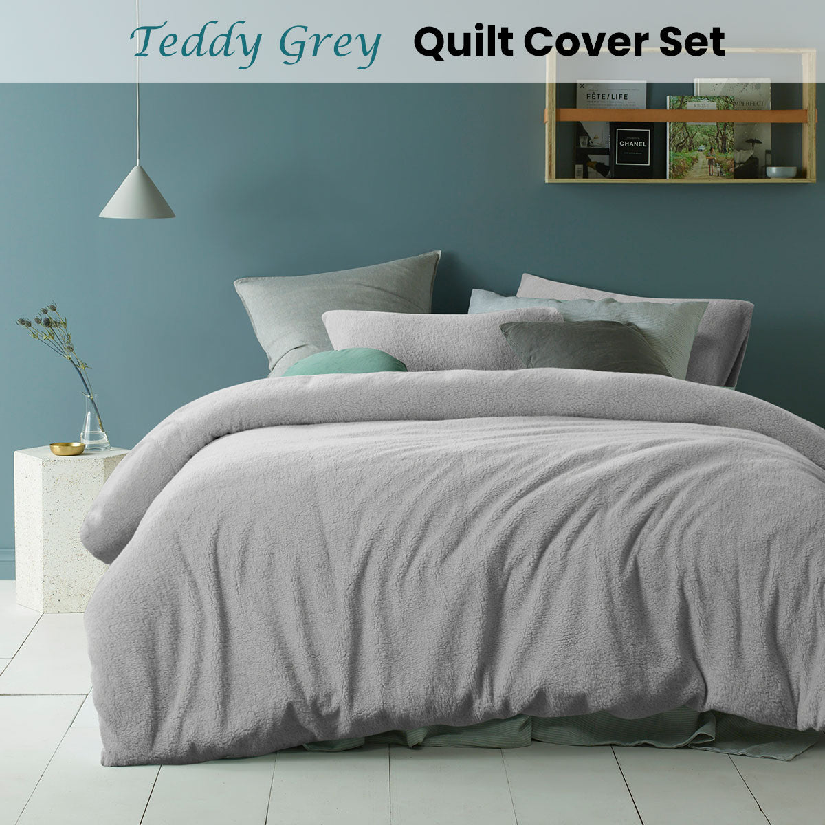 Teddy Grey Quilt Cover Set Queen
