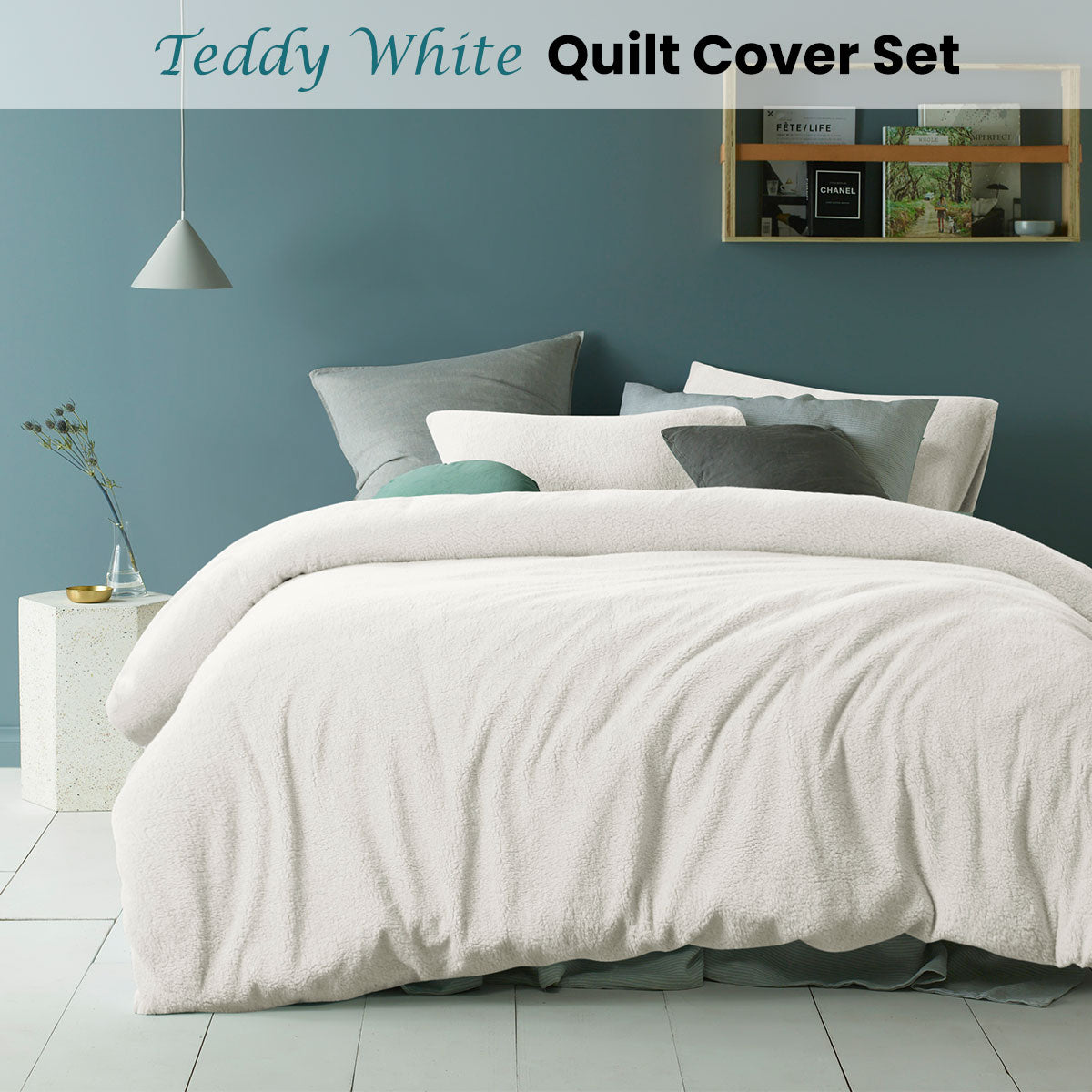 Teddy White Quilt Cover Set Single
