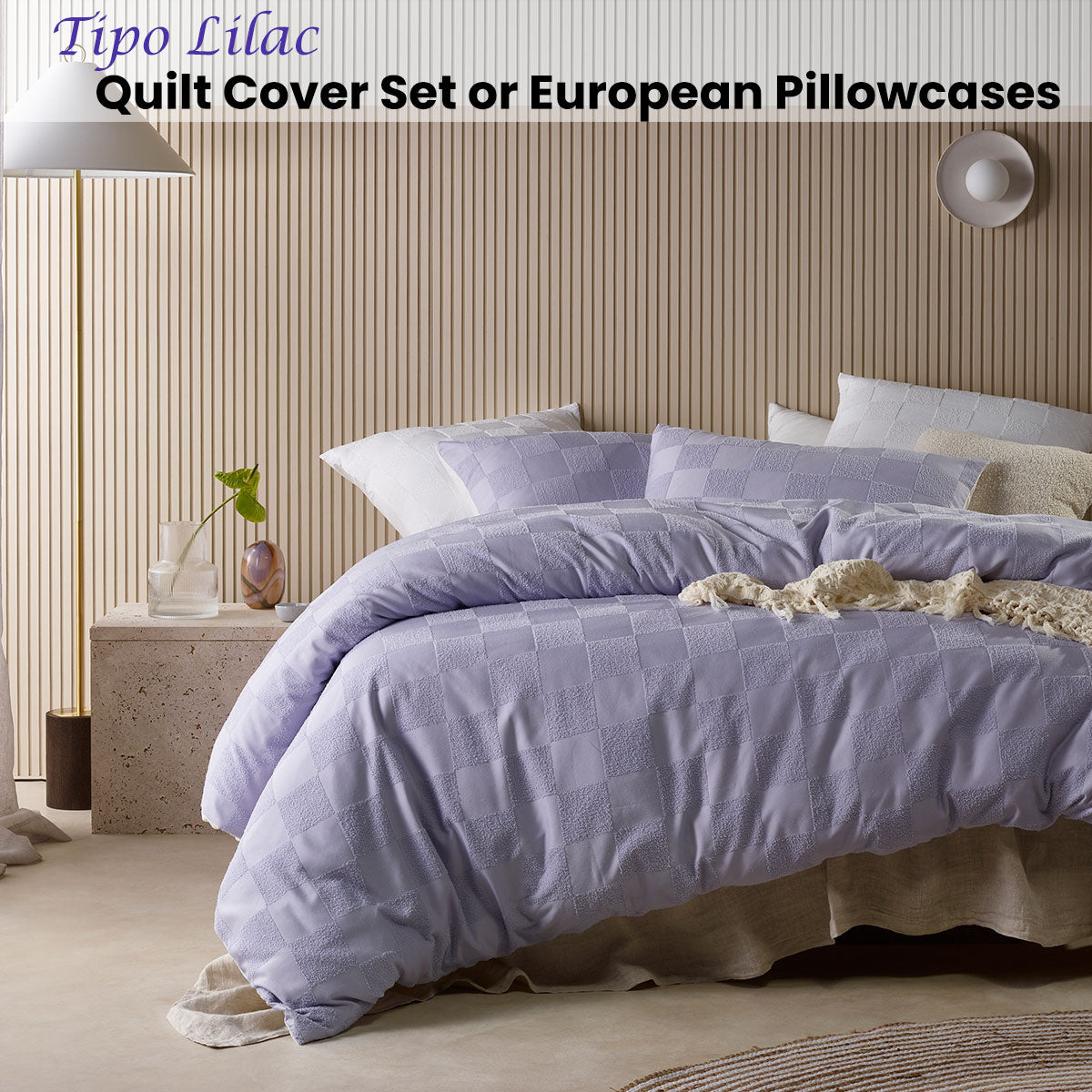 Tipo Lilac Chenille Quilt Cover Set Single