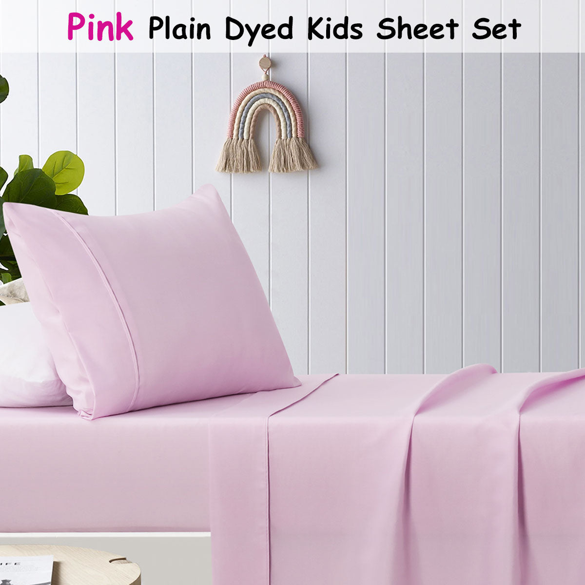 Pink Plain Dyed Microfibre Sheet Set King Single