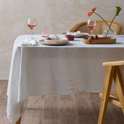 Vintage Design Homewares White Vintage Washed Linen Cotton Tablecloth 130x180cm