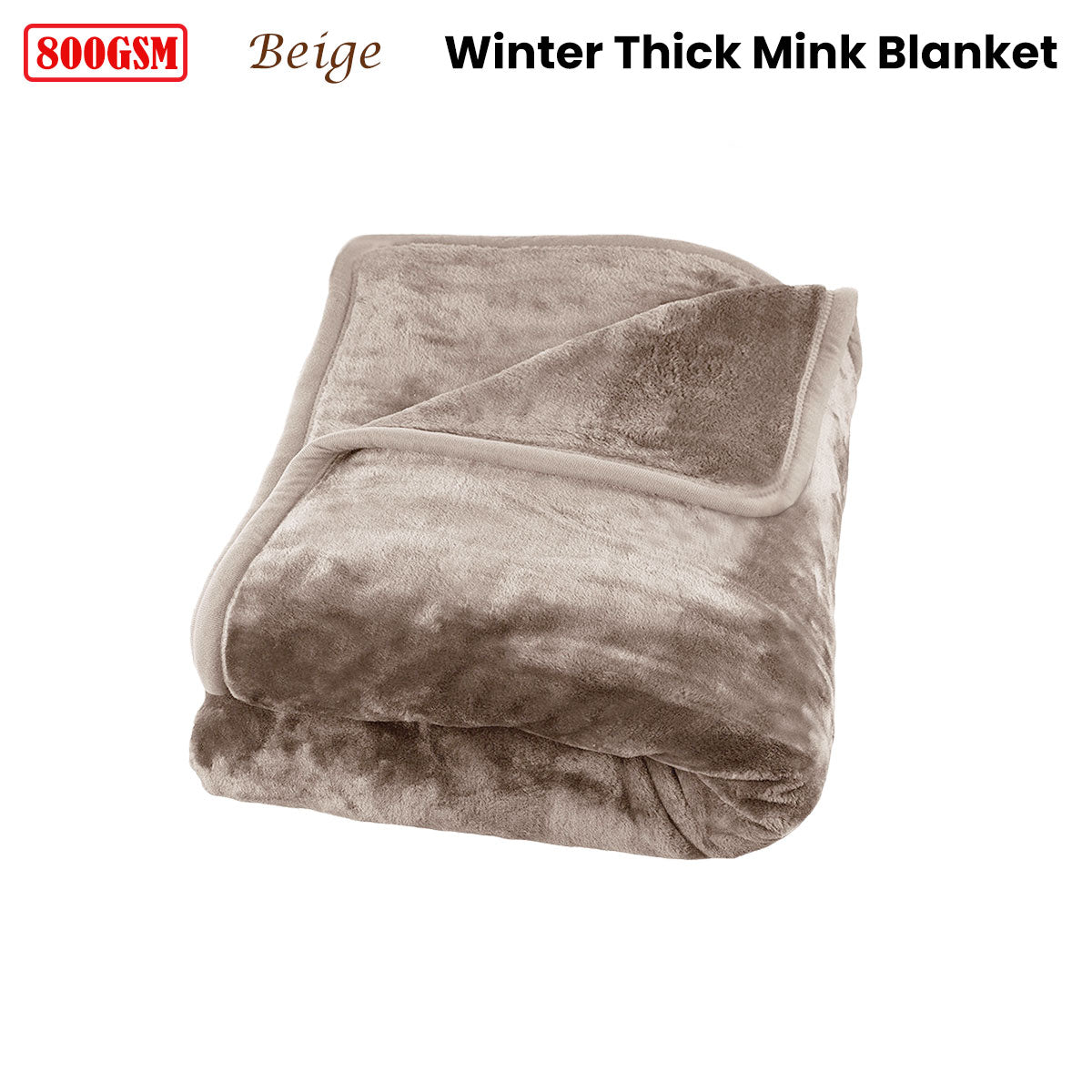 800GSM Luxury Winter Thick Mink Blanket Beige Queen