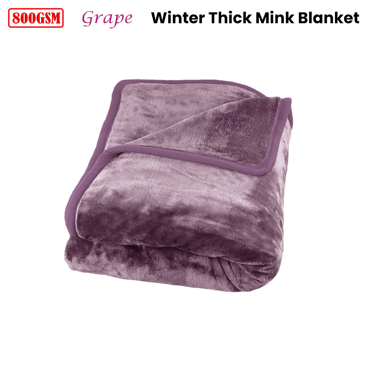800GSM Luxury Winter Thick Mink Blanket Grape Queen