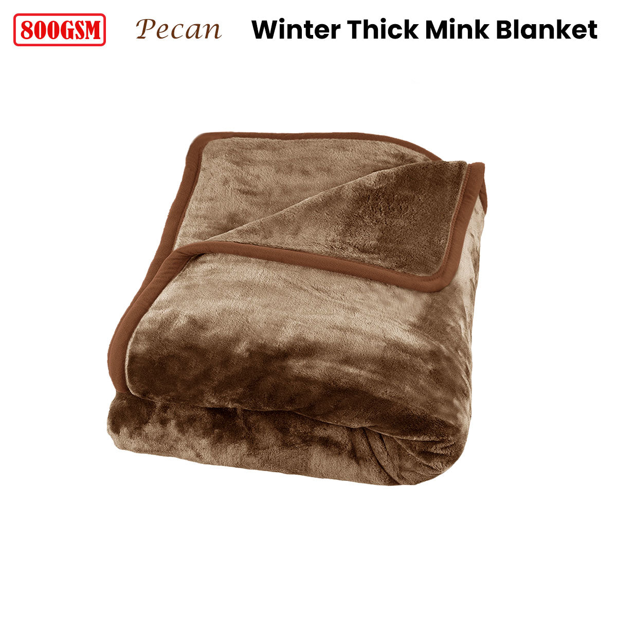 800GSM Luxury Winter Thick Mink Blanket Pecan Queen