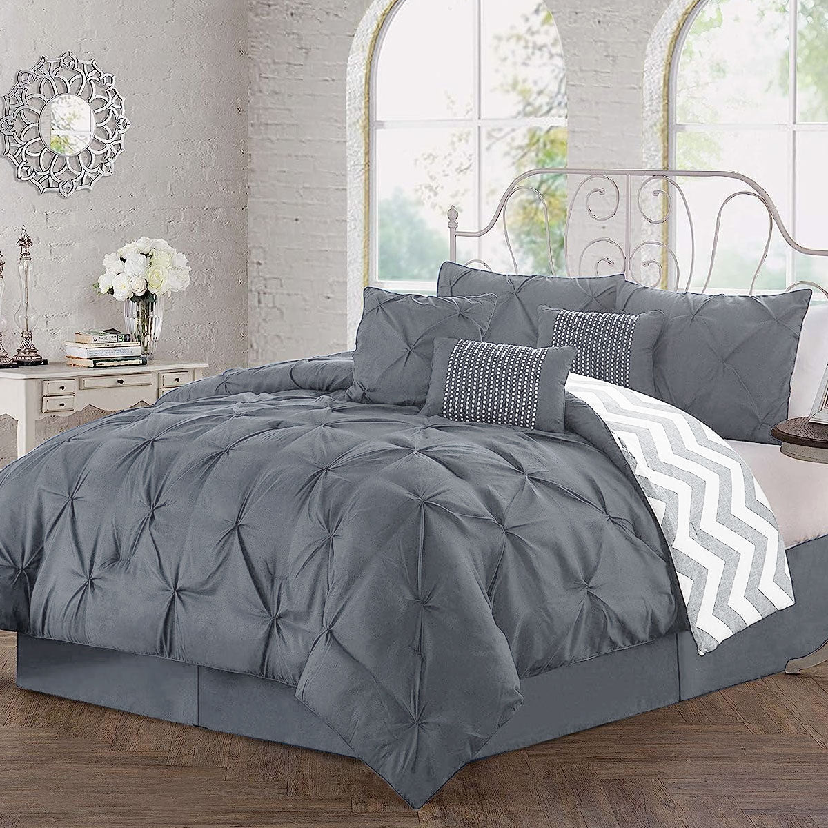 6 Pcs Ella Grey Comforter Set Single