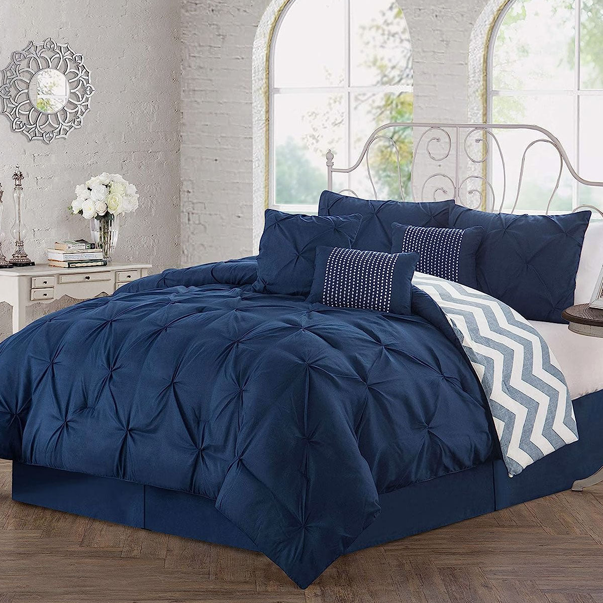 6 Pcs Ella Navy Comforter Set Single