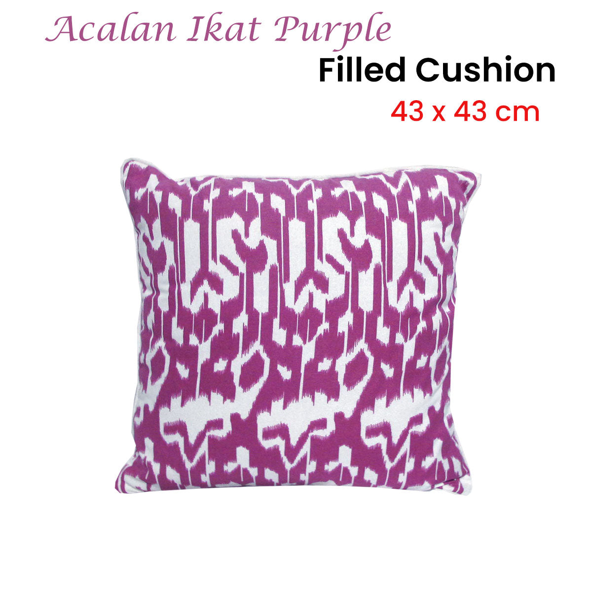 Acalan Ikat Purple Filled Cushion