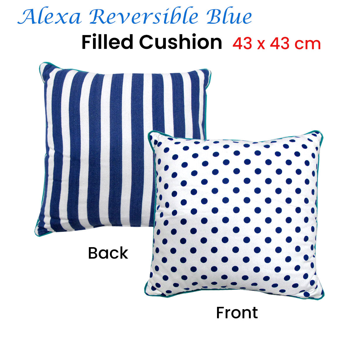 Alexa Reversible Blue Filled Cushion