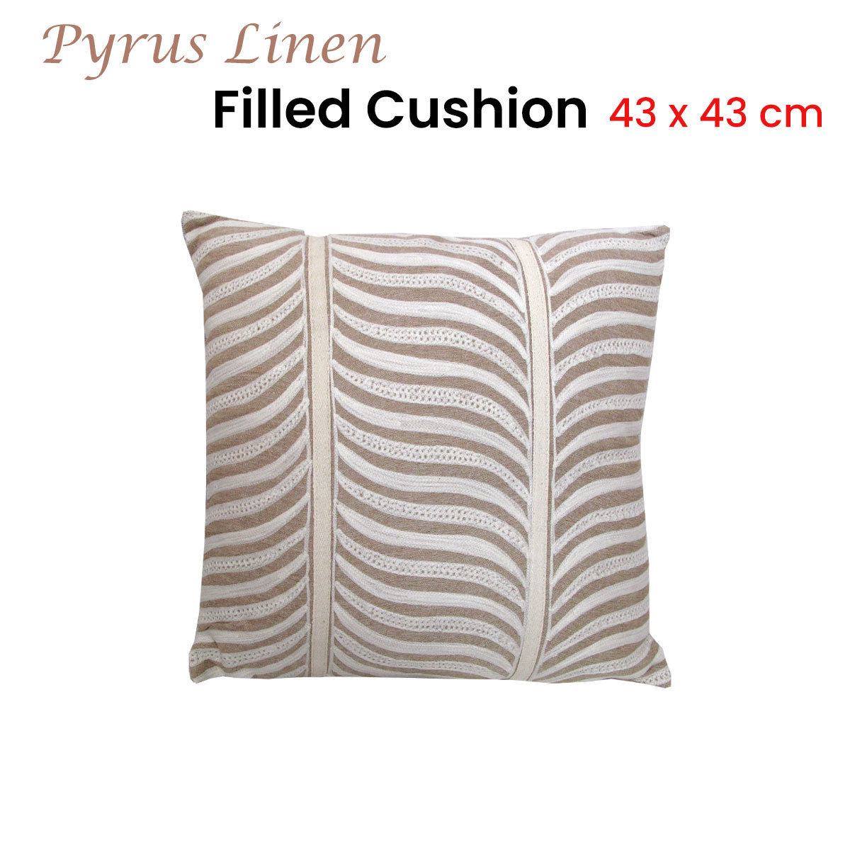 Pyrus Embroidered Linen Filled Cushion 43 x 43 cm
