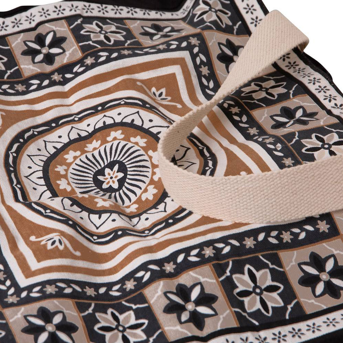 Kasbah Cotton Tote Shopping Bag 40.5x43x10cm Black