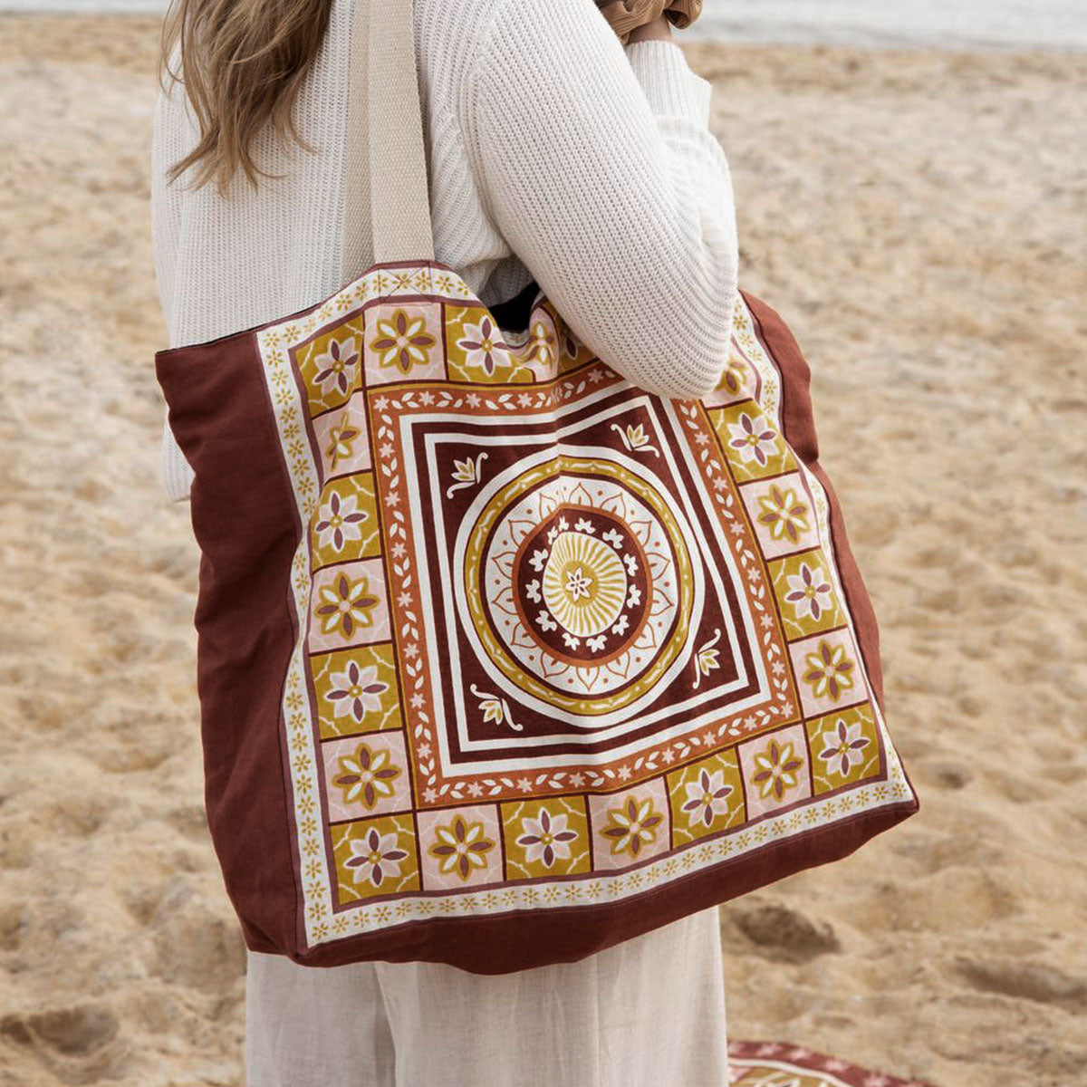 Kasbah Cotton Tote Shopping Bag 40.5x43x10cm Pink