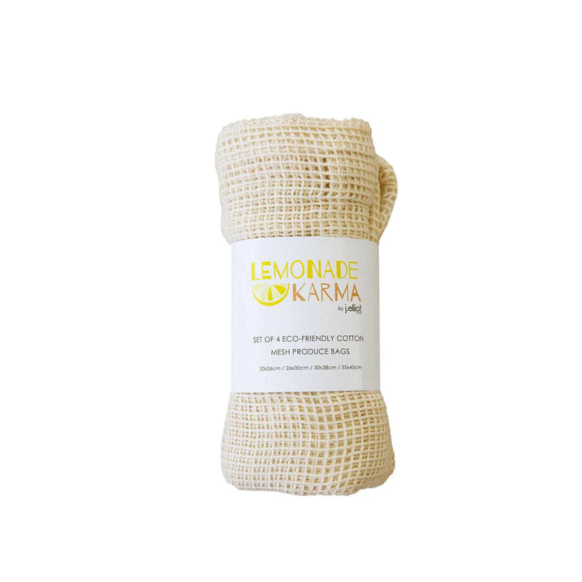 Lemonade Karma Set of 4 Cotton Eco-Friendly Natural Mesh Storage Bag Set