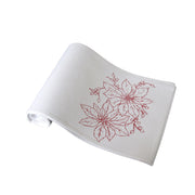 Christmas Print White Table Runner 33 x 180cm Two Poinsettia