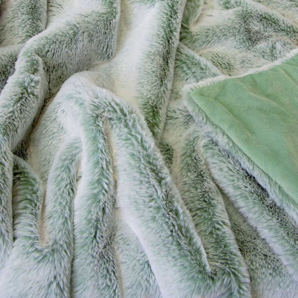 Archie Sage Faux Fur Throw Rug 130 x 160cm