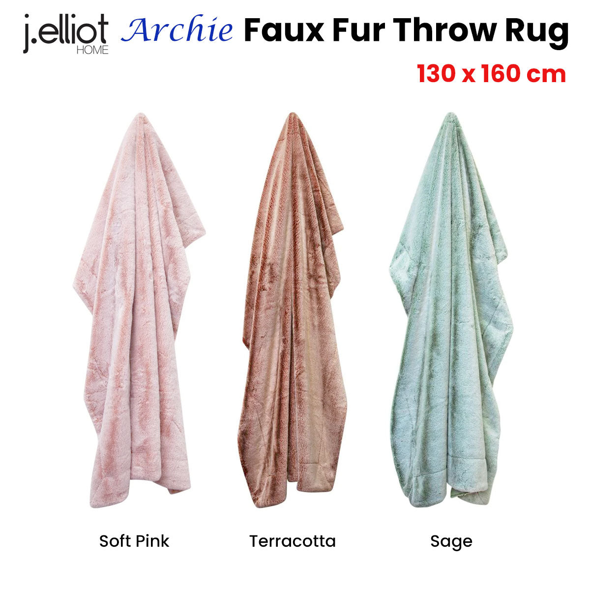 Archie Soft Pink Faux Fur Throw Rug 130 x 160cm