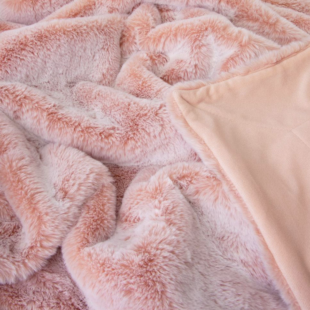 Archie Soft Pink Faux Fur Throw Rug 130 x 160cm