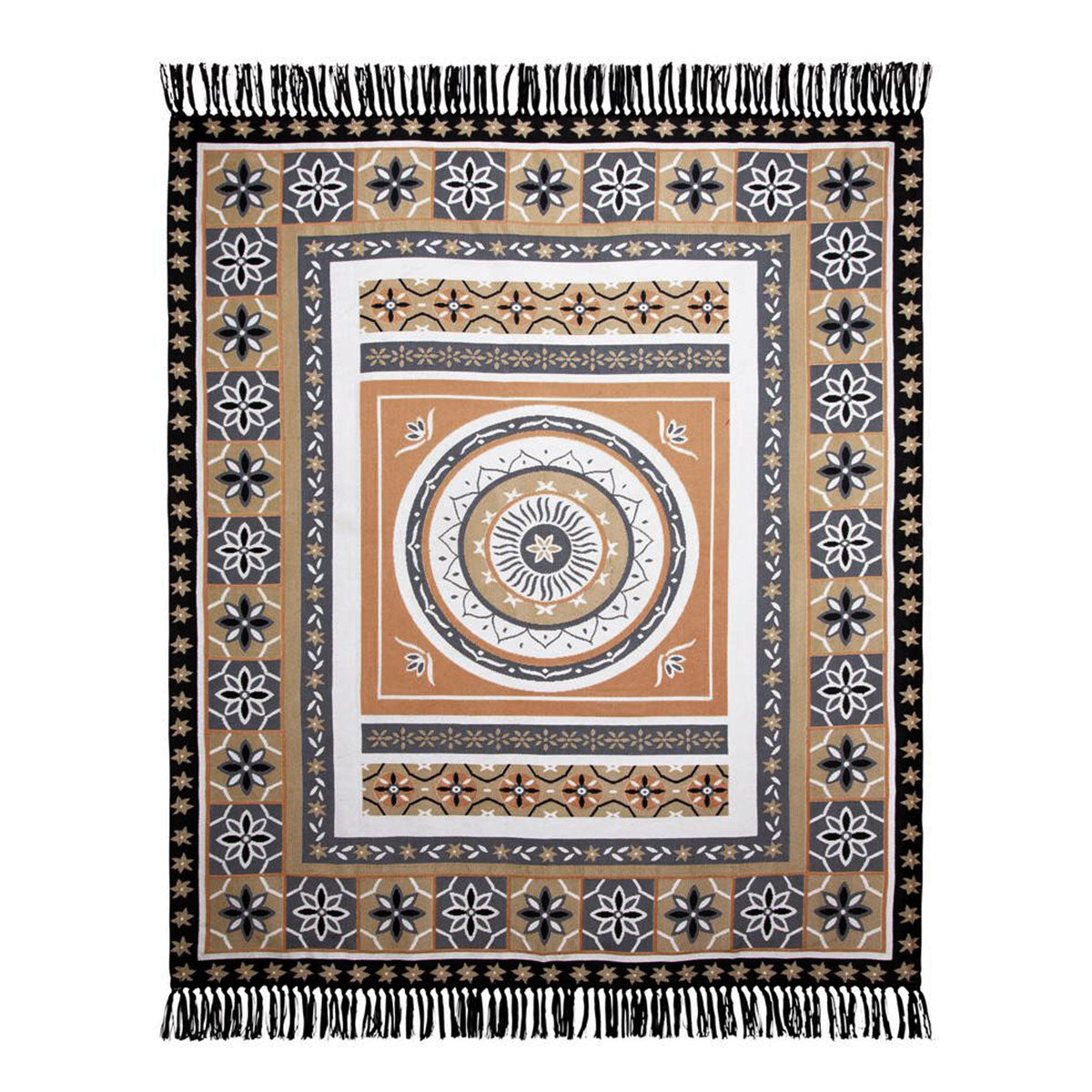 Kasbah Luxury Fringe Throw 130 x 160cm Black