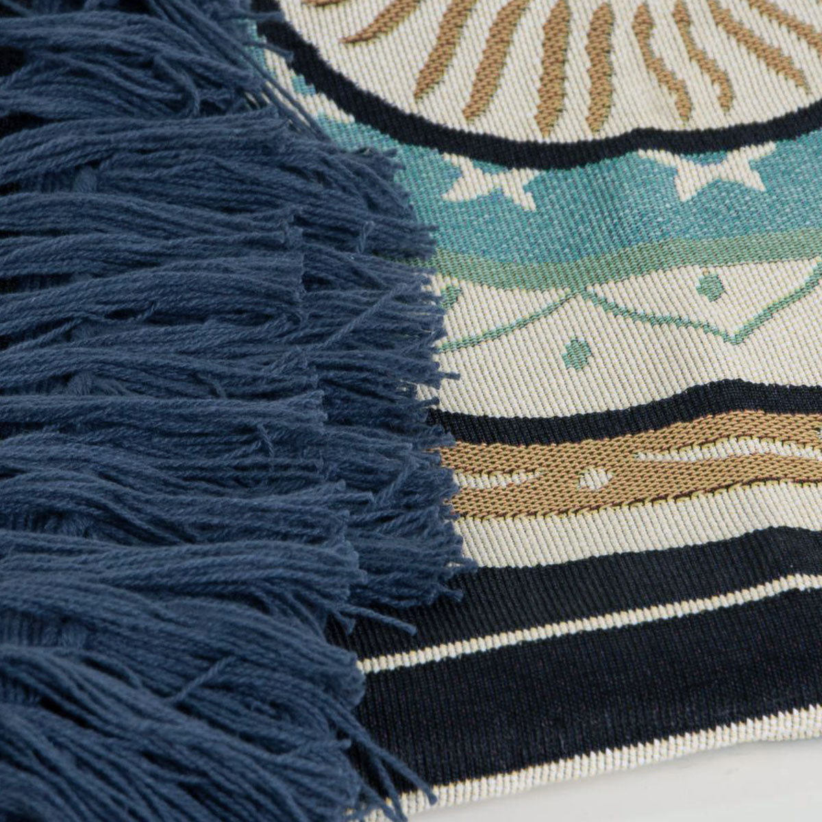 Kasbah Luxury Fringe Throw 130 x 160cm Blue