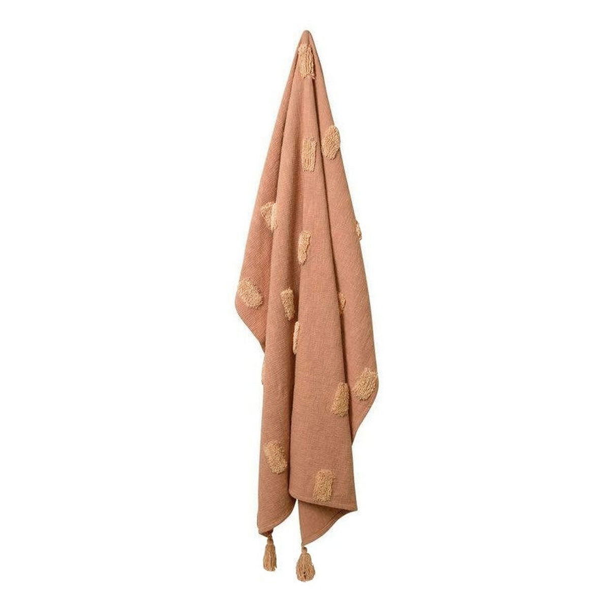 Quinn 100% Cotton Textured Throw 130 x 160 cm Clay Pink & Soft Pink