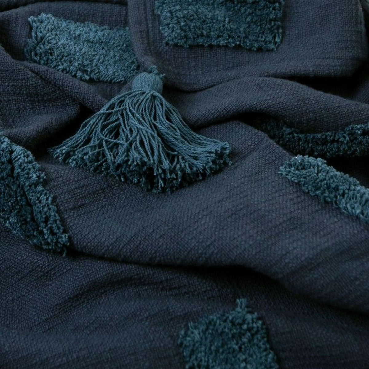 Quinn 100% Cotton Textured Throw 130 x 160 cm Indigo & Majolica
