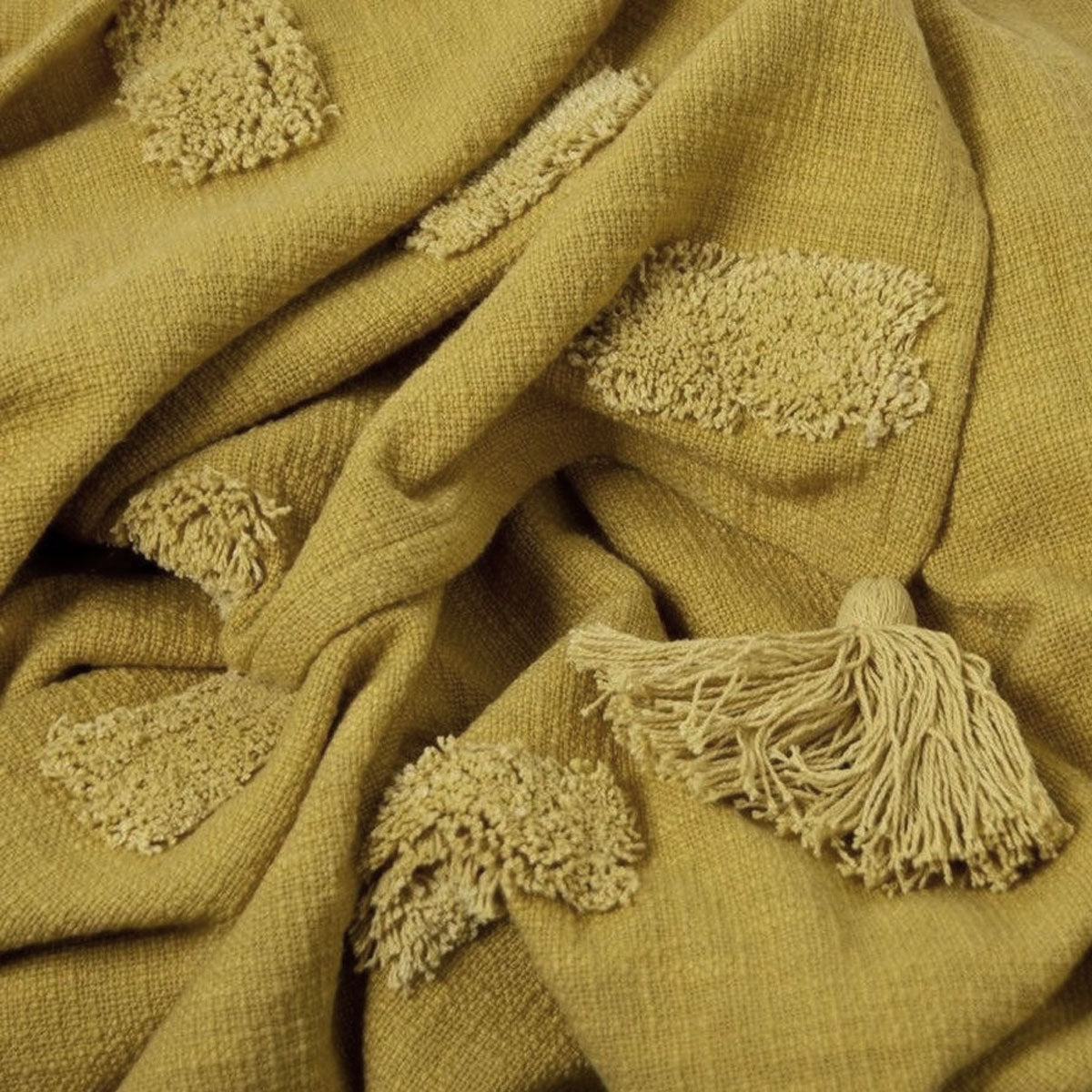 Quinn 100% Cotton Textured Throw 130 x 160 cm Ochre & Jojoba