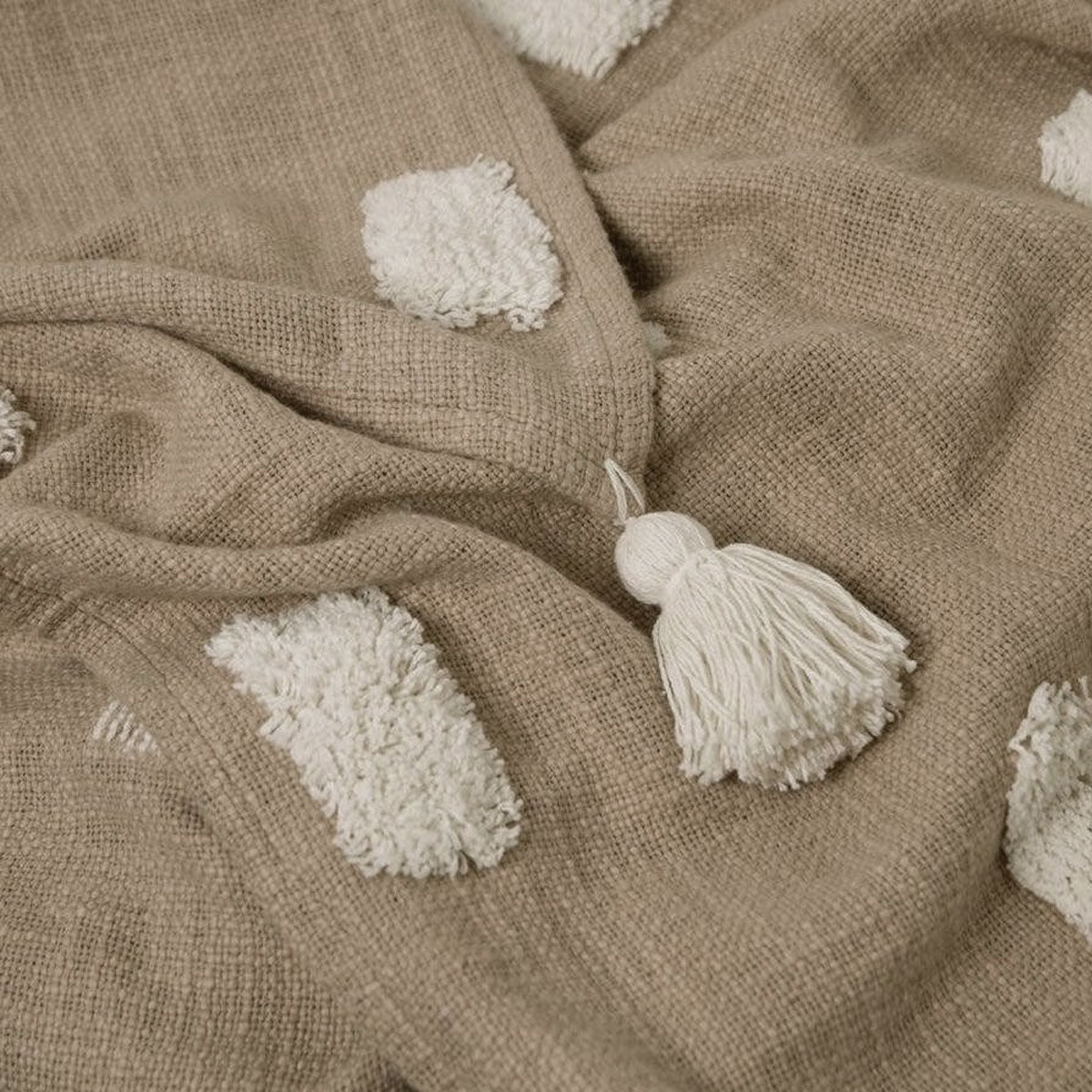 Quinn 100% Cotton Textured Throw 130 x 160 cm Sandstone & Ivory