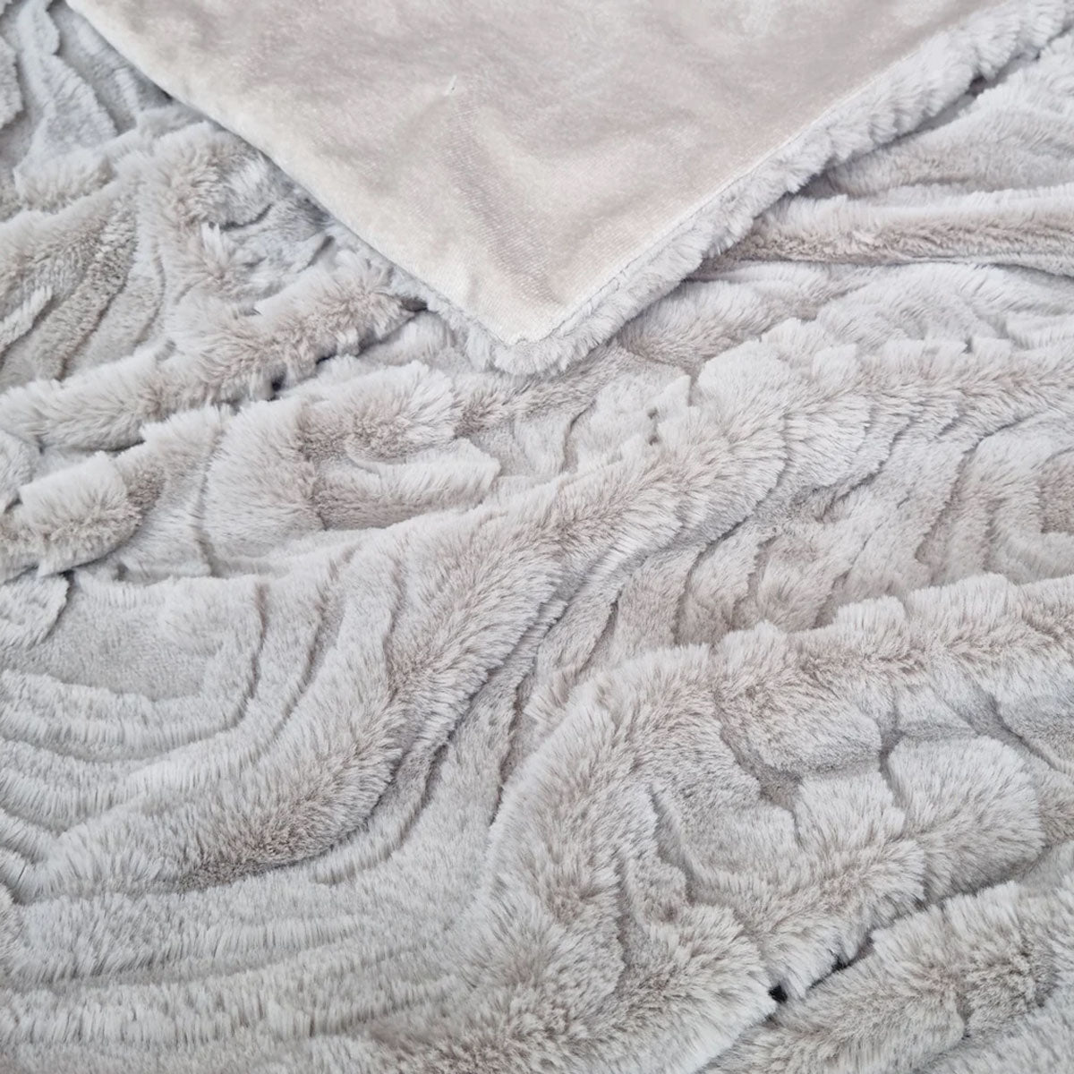 Rita Silver Grey Faux Mohair Throw Rug 130 x 160cm