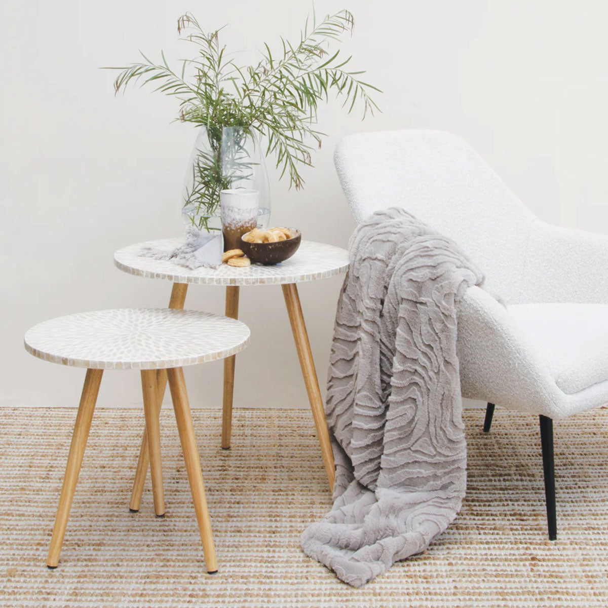 Rita Silver Grey Faux Mohair Throw Rug 130 x 160cm