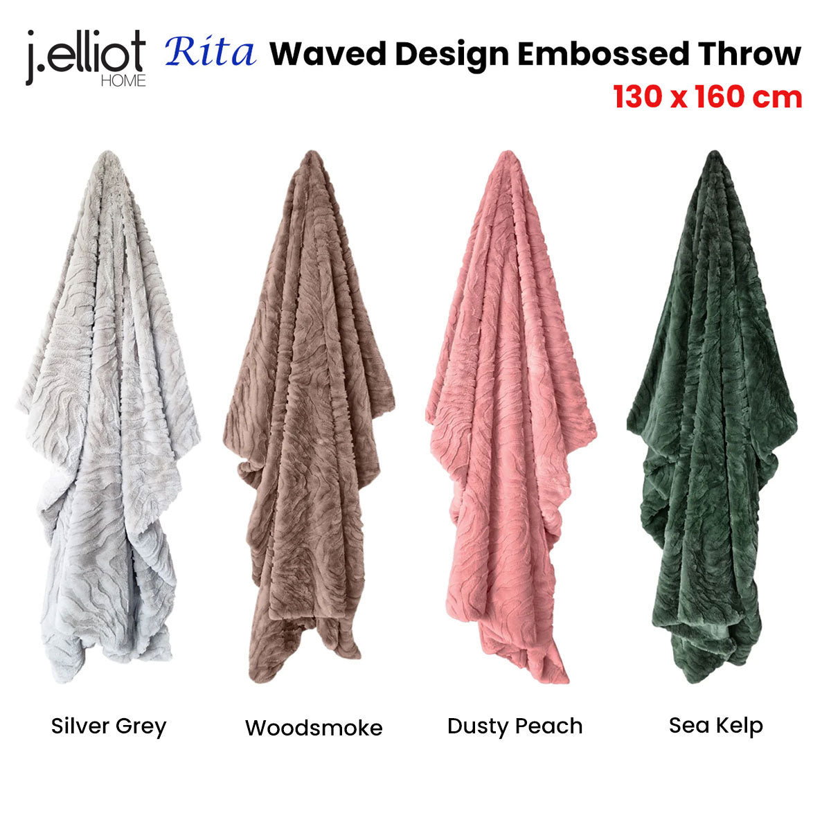 Rita Dusty Peach Faux Mohair Throw Rug 130 x 160cm