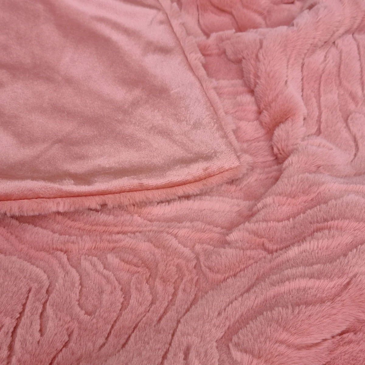 Rita Dusty Peach Faux Mohair Throw Rug 130 x 160cm