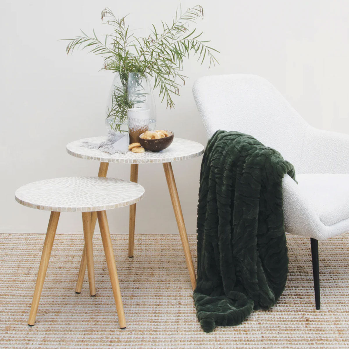 Rita Sea Kelp Faux Mohair Throw Rug 130 x 160cm