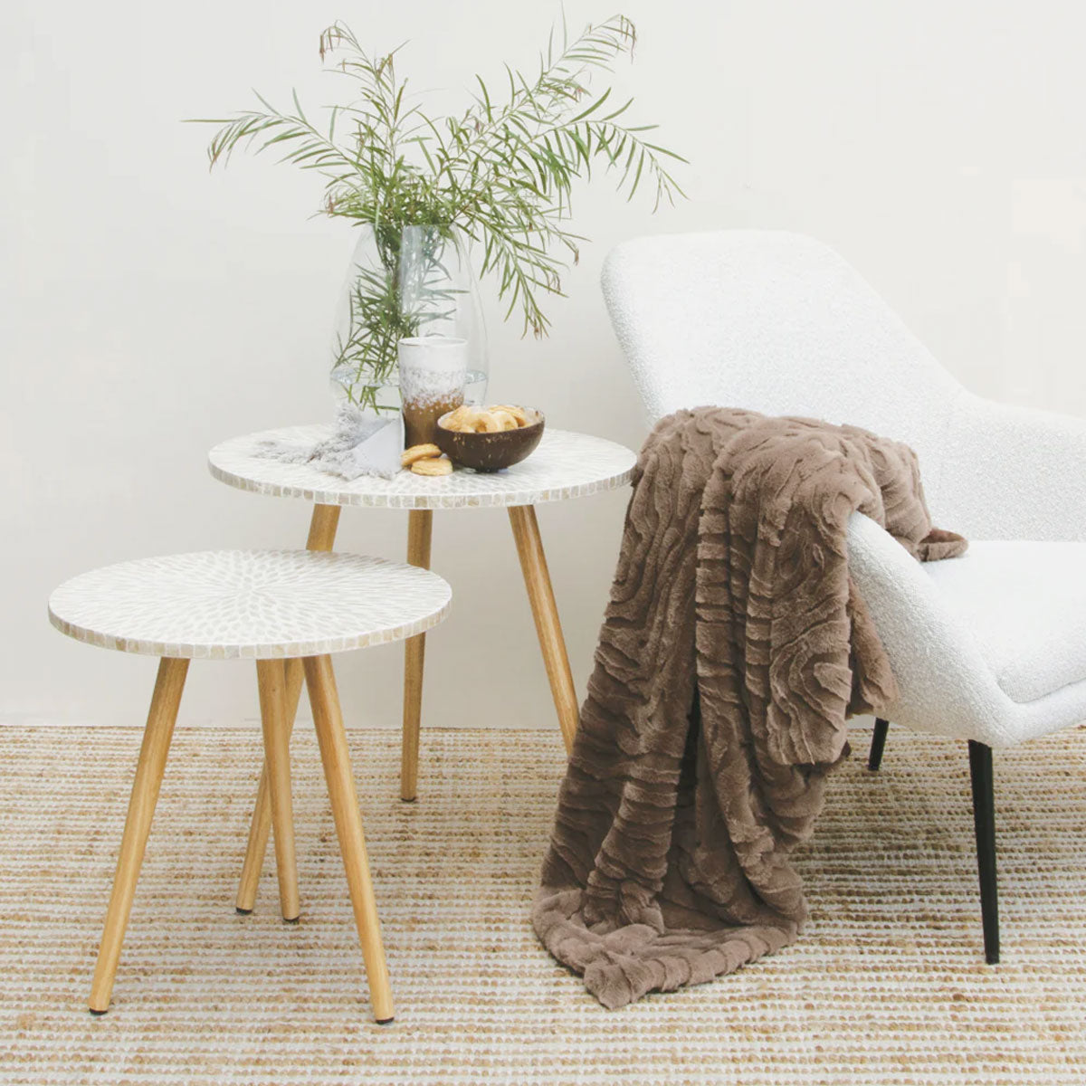 Rita Woodsmoke Faux Mohair Throw Rug 130 x 160cm