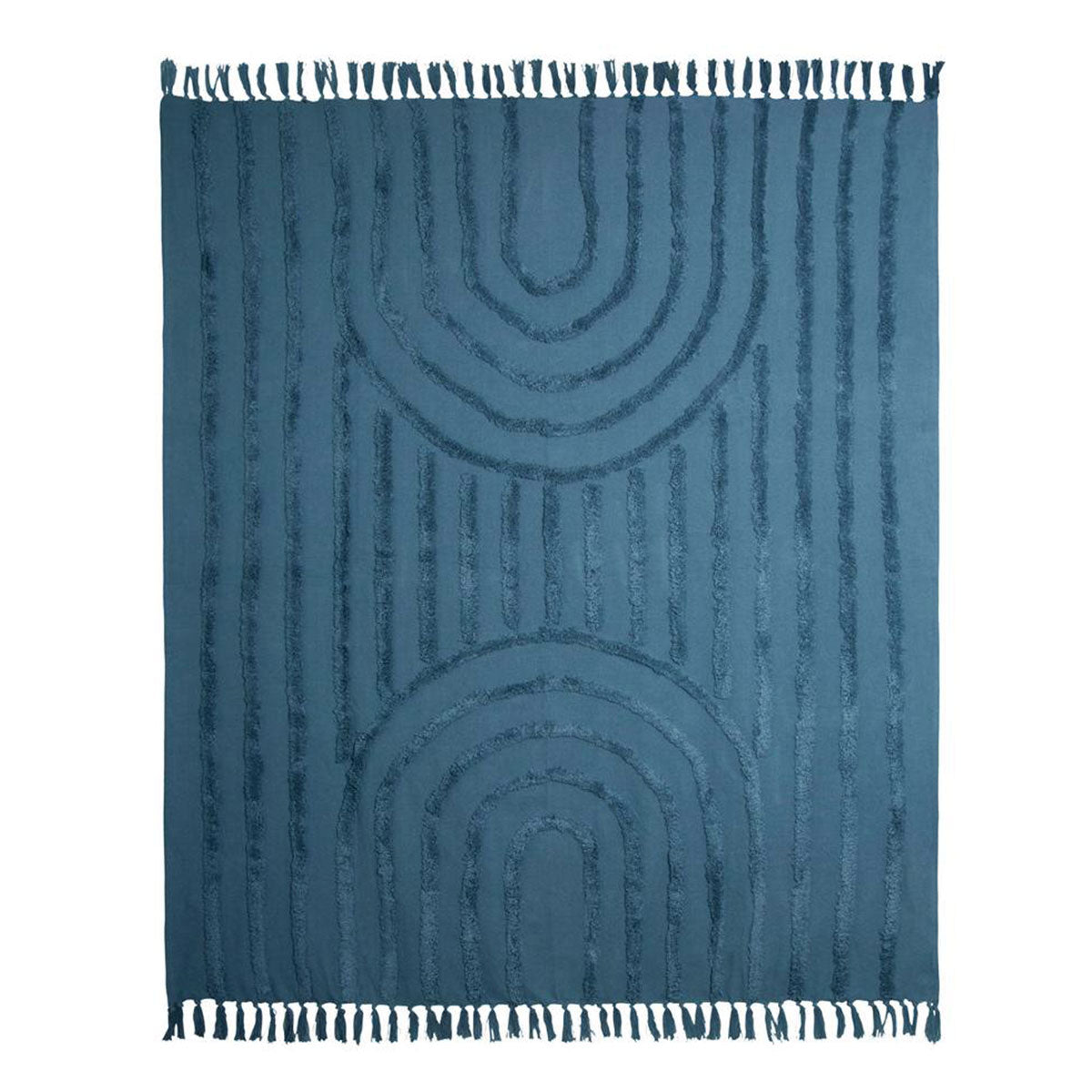 Zen Luxury Fringe Throw 130 x 160cm Steel Blue