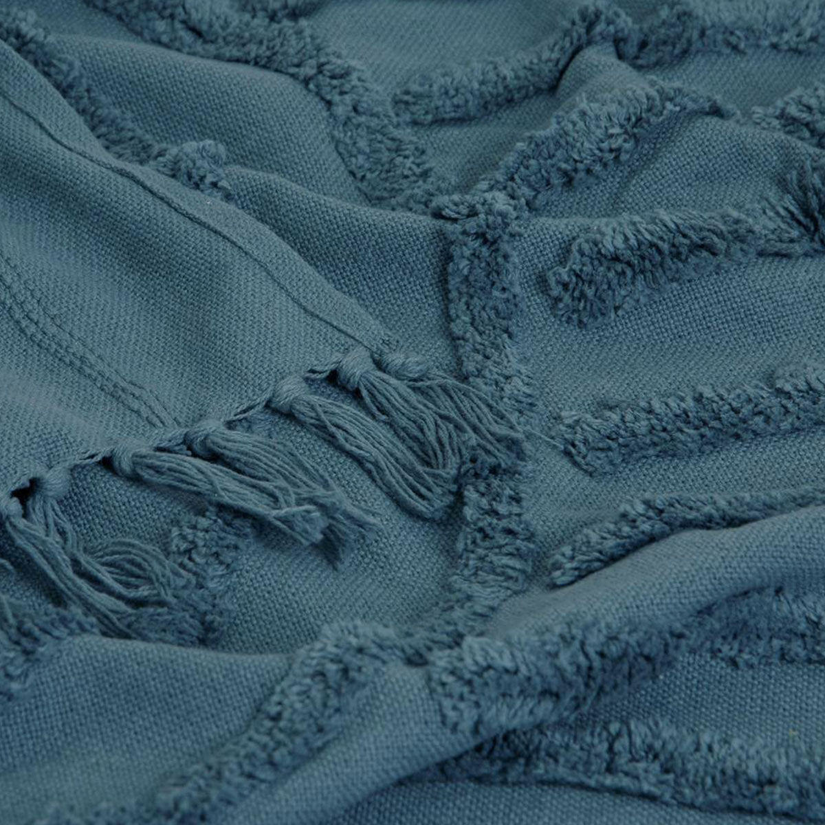 Zen Luxury Fringe Throw 130 x 160cm Steel Blue