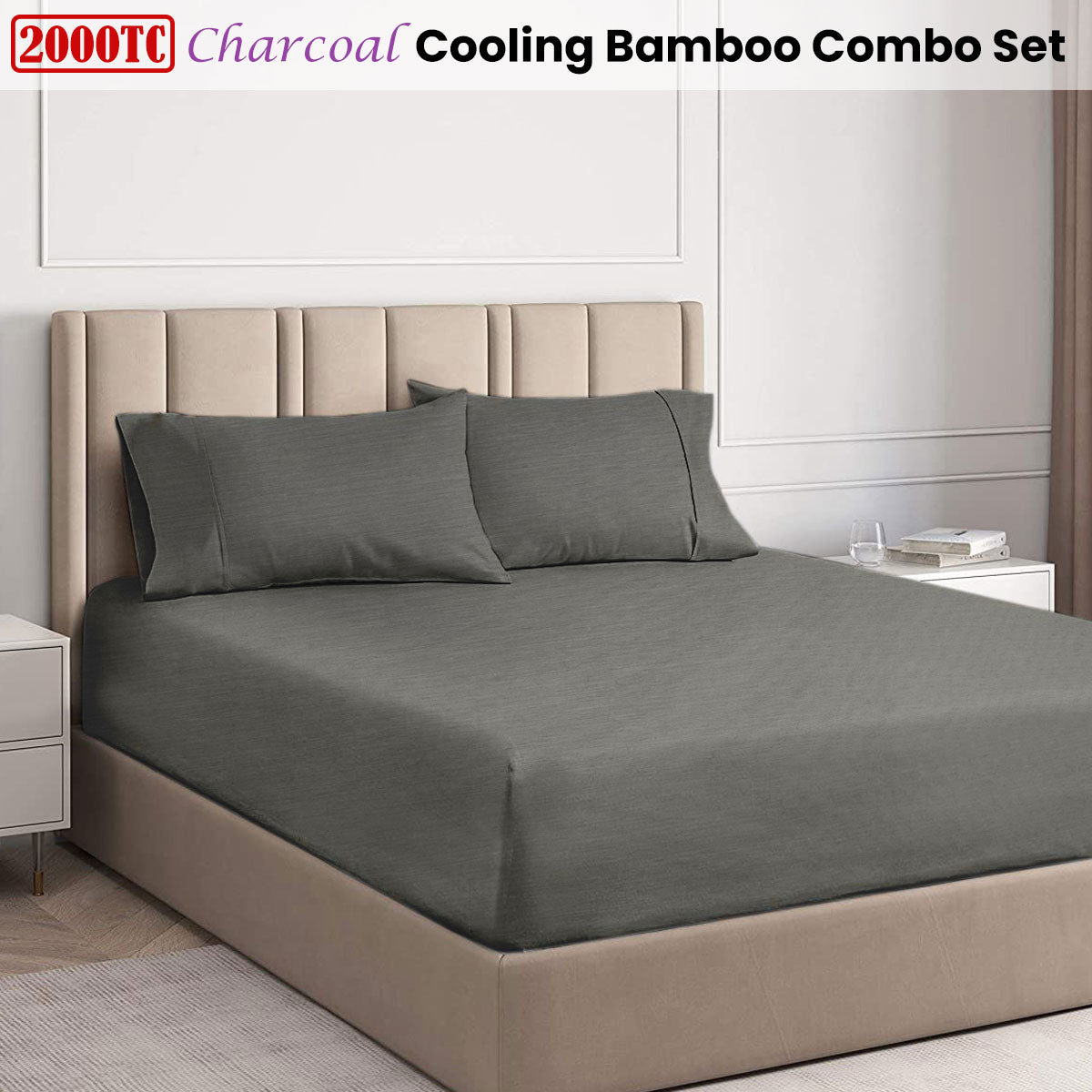 Charcoal 2000TC Cooling Bamboo Combo Set Queen