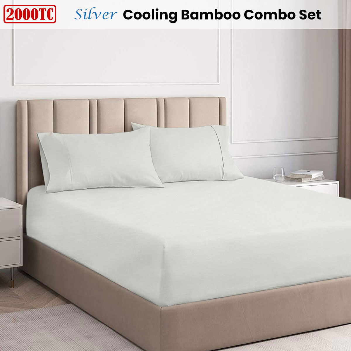 Silver 2000TC Cooling Bamboo Combo Set Queen