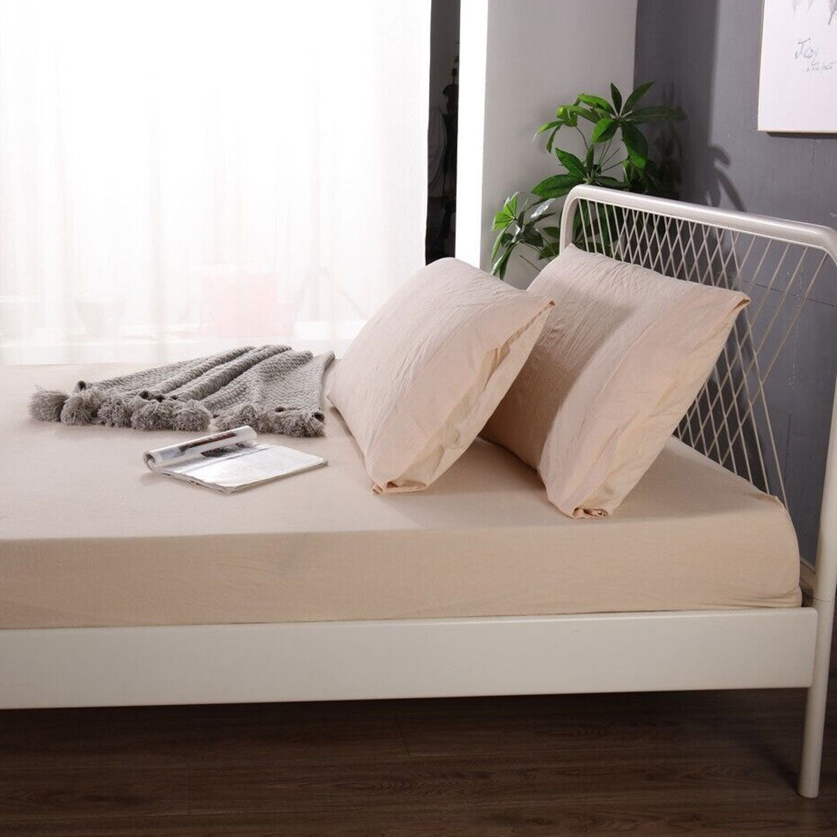 1000TC Linen Bamboo Fitted Sheet Combo Set Linen Single