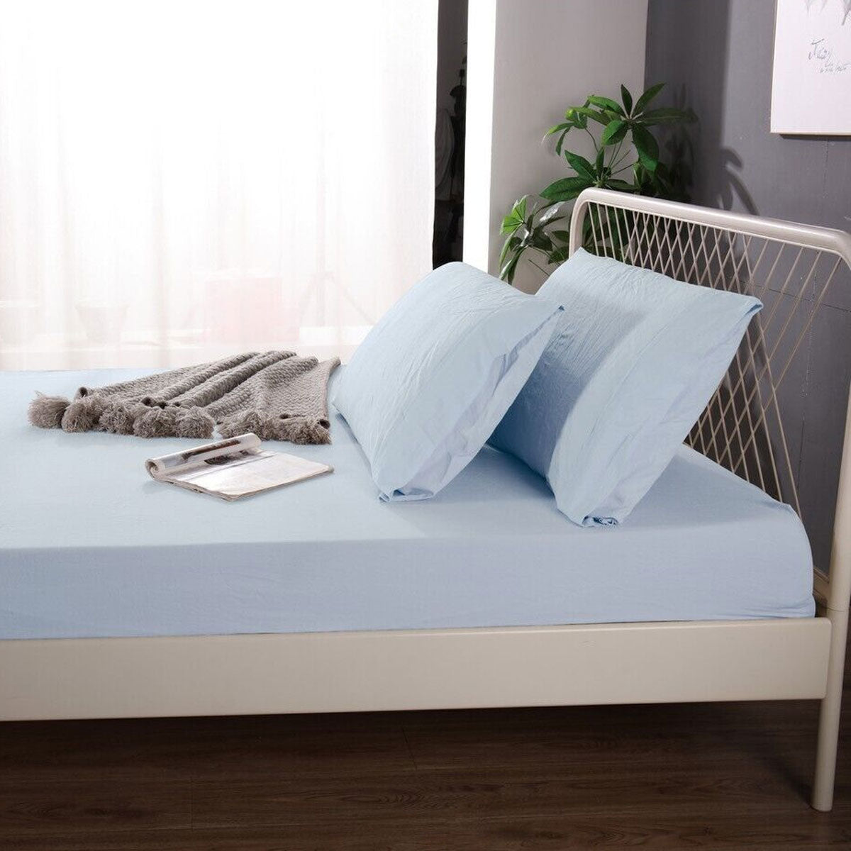 1000TC Linen Bamboo Fitted Sheet Combo Set Plein Air Queen