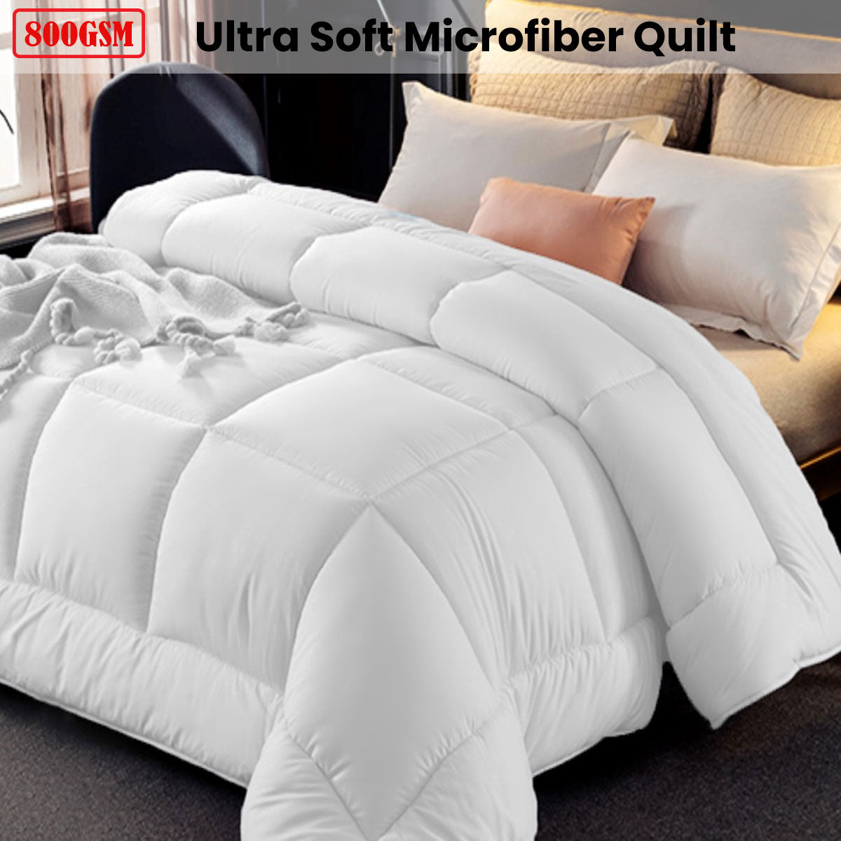 800GSM All Season Antibectiral Microfibre Quilt Super King