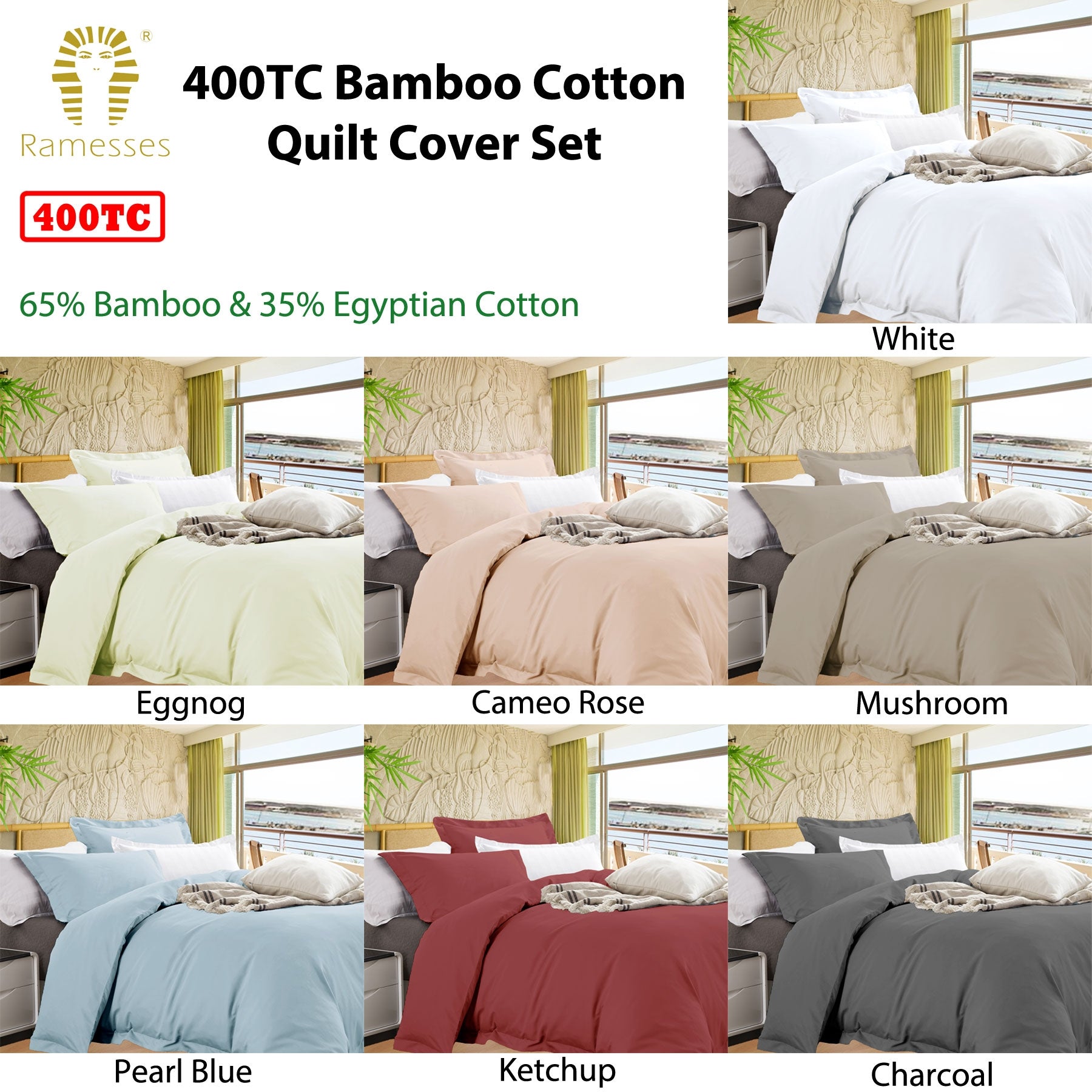 Bamboo Cotton Quilt Cover Set Cameo Rose Queen