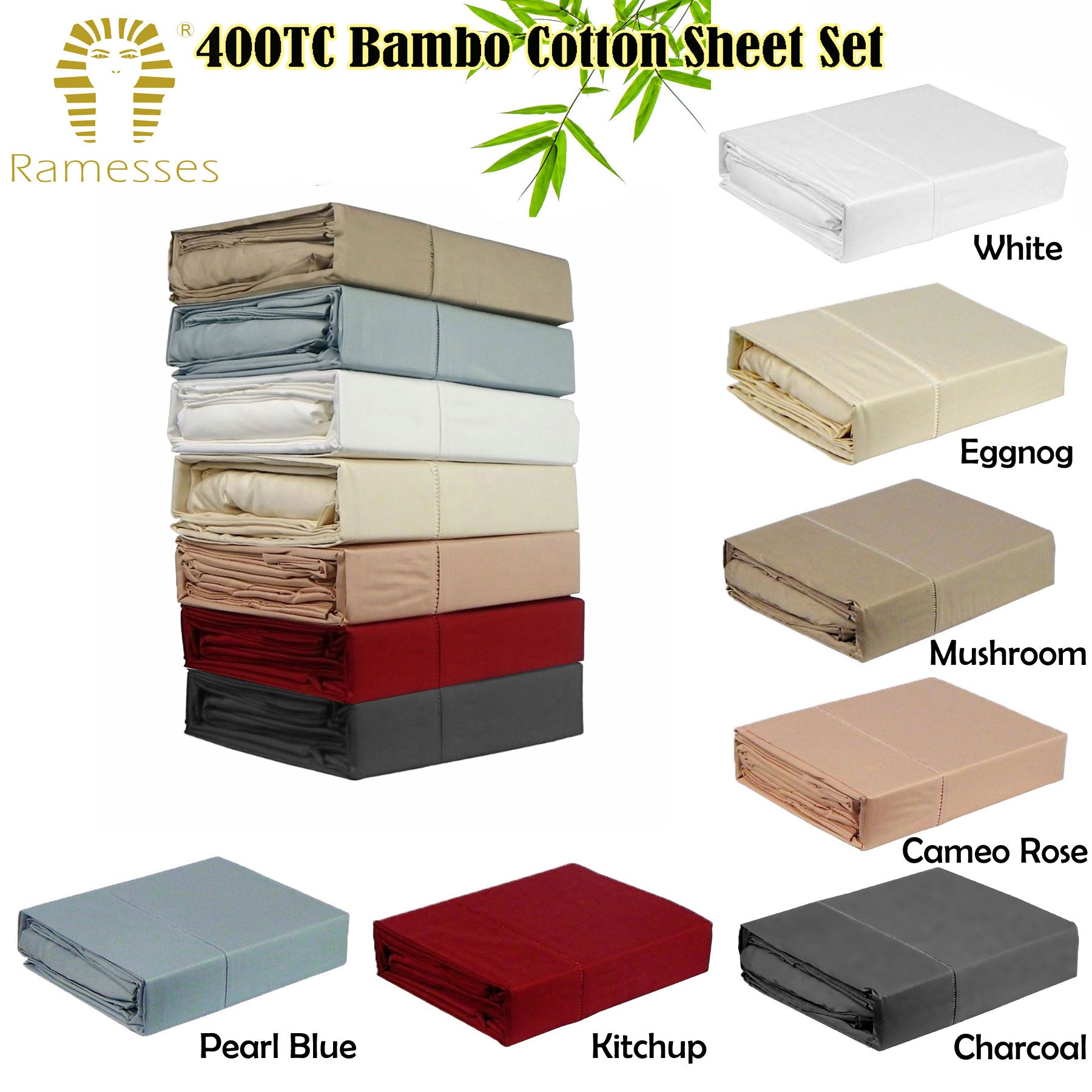 400TC Bamboo/Cotton Sheet Set Cameo Rose Super King