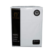 800TC Ramesses Cotton Sateen Sheet Set White King