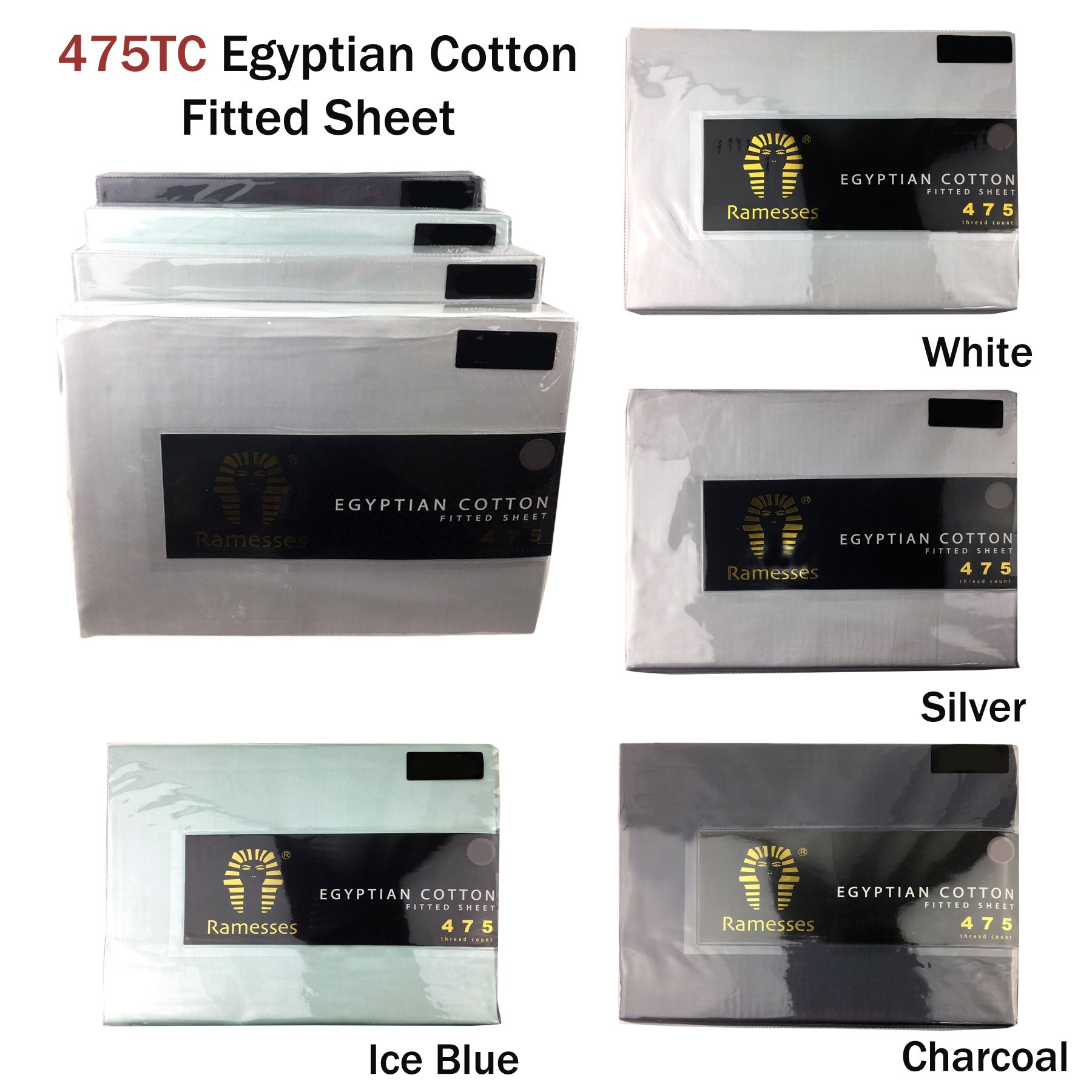 475TC Egyptian Cotton Fitted Sheet Queen Silver